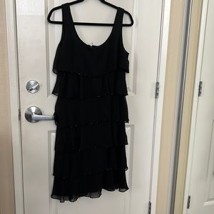 Patra Black Tiered Beaded Dress Chiffon